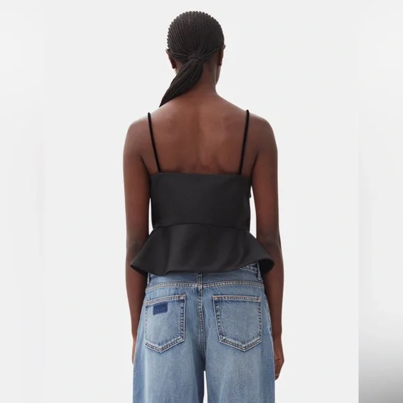 NWT GANNI black satin Duchess top - Picture 3 of 8